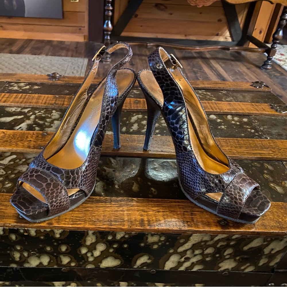 Jessica Simpson Brown Snakeskin Heels